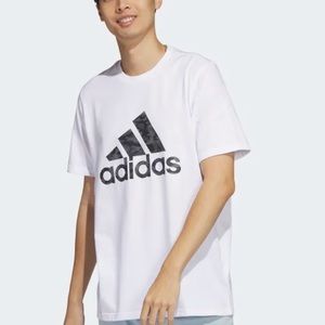 Adidas CAMO SHORT SLEEVE AMPLIFIER TEE Sz S 100% Cotton White & Gray